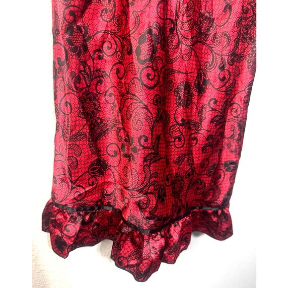 Seductive Red Black Lingerie Set Medium Nighty Chemise boudoir Fairy Sexy Robe - Picture 11 of 12
